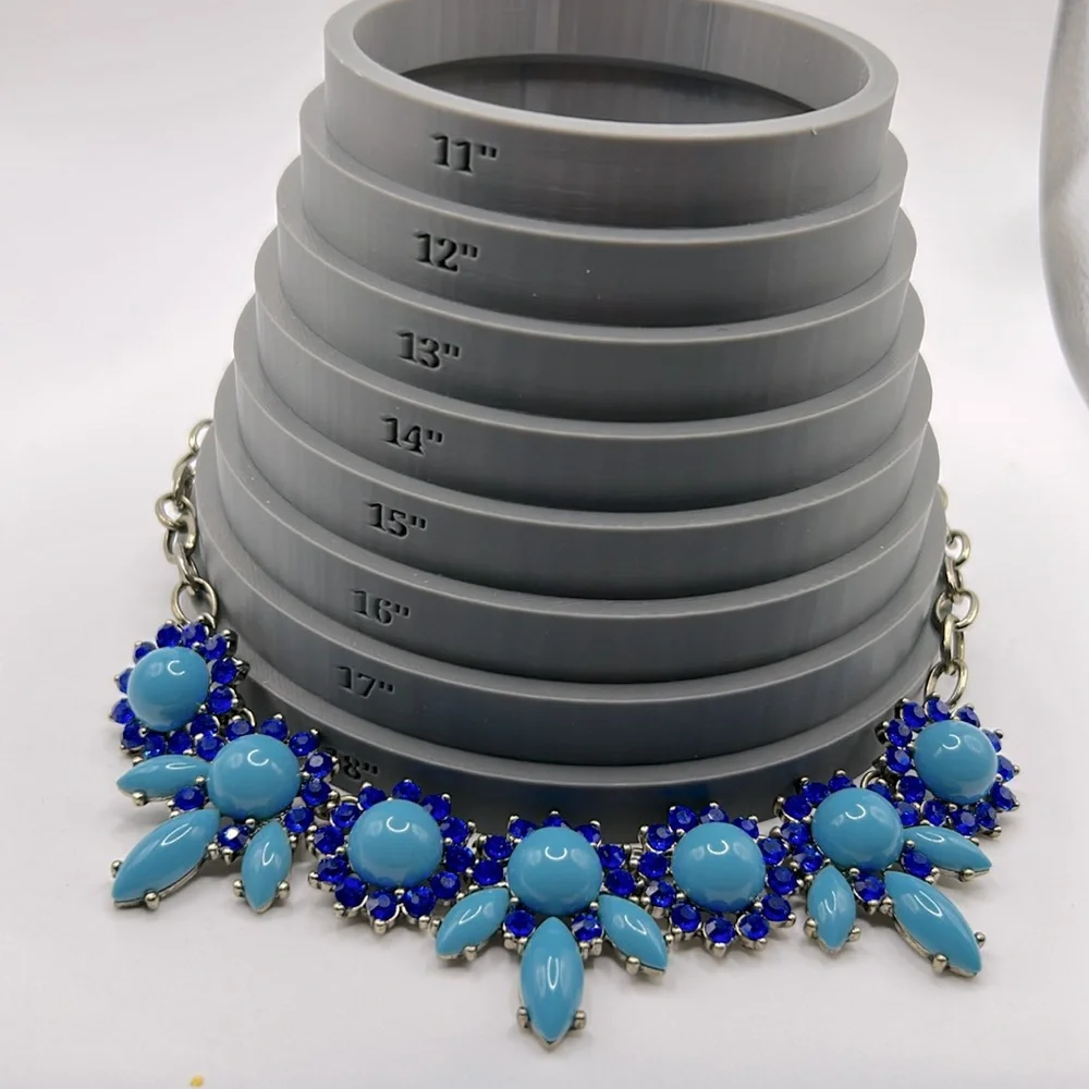 J Crew floral necklace blue rhinestones cabochon gold tone evening casual wear